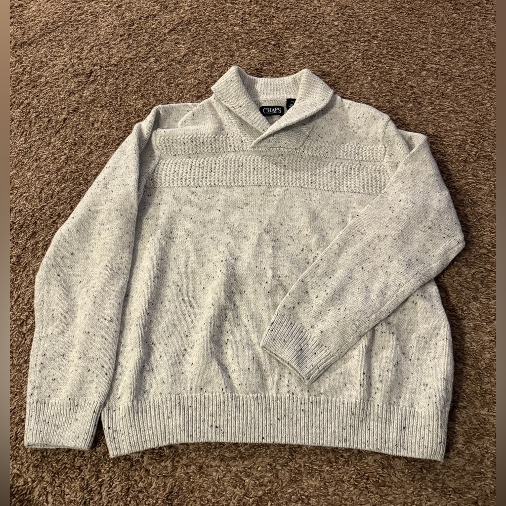 Chaps Light Gray Knit Sweater, large
